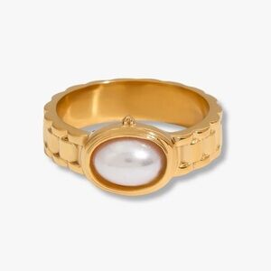 Gold Filled Chain & Pearl Ring - Waterproof Jewlery NWOT Valentine's Day